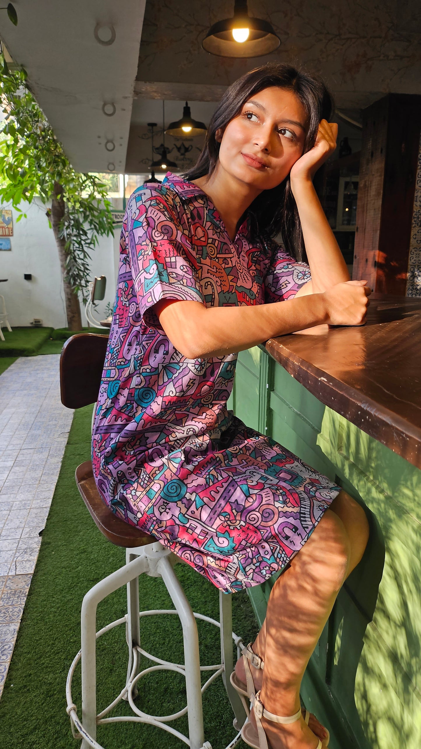 Abstract Print Shift Dress