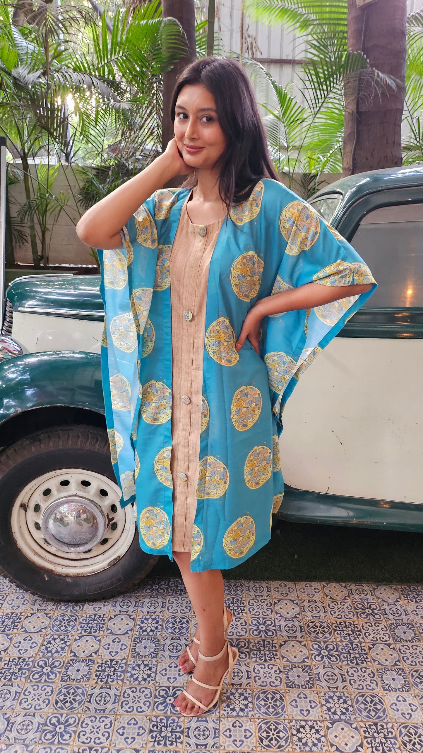 Aqua Tiara Kaftan Shrug