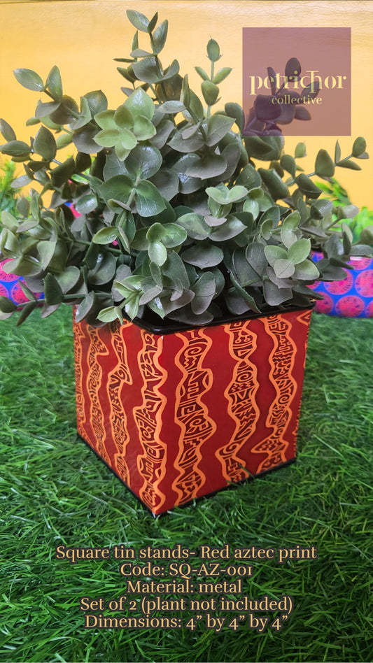 Aztec Print Square Zenscrawl Planters (Set of 2)