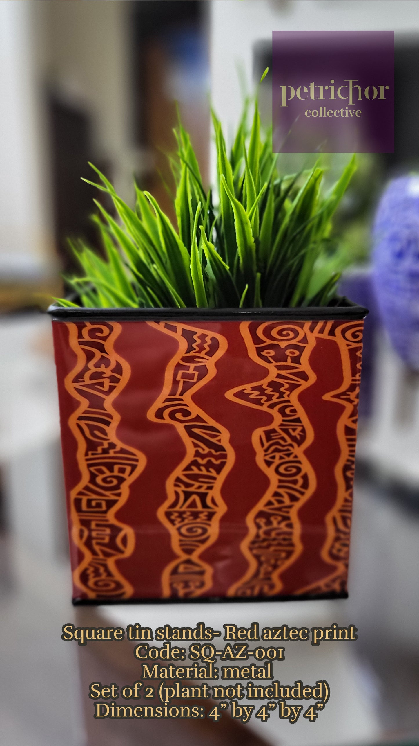 Aztec Print Square Zenscrawl Planters (Set of 2)