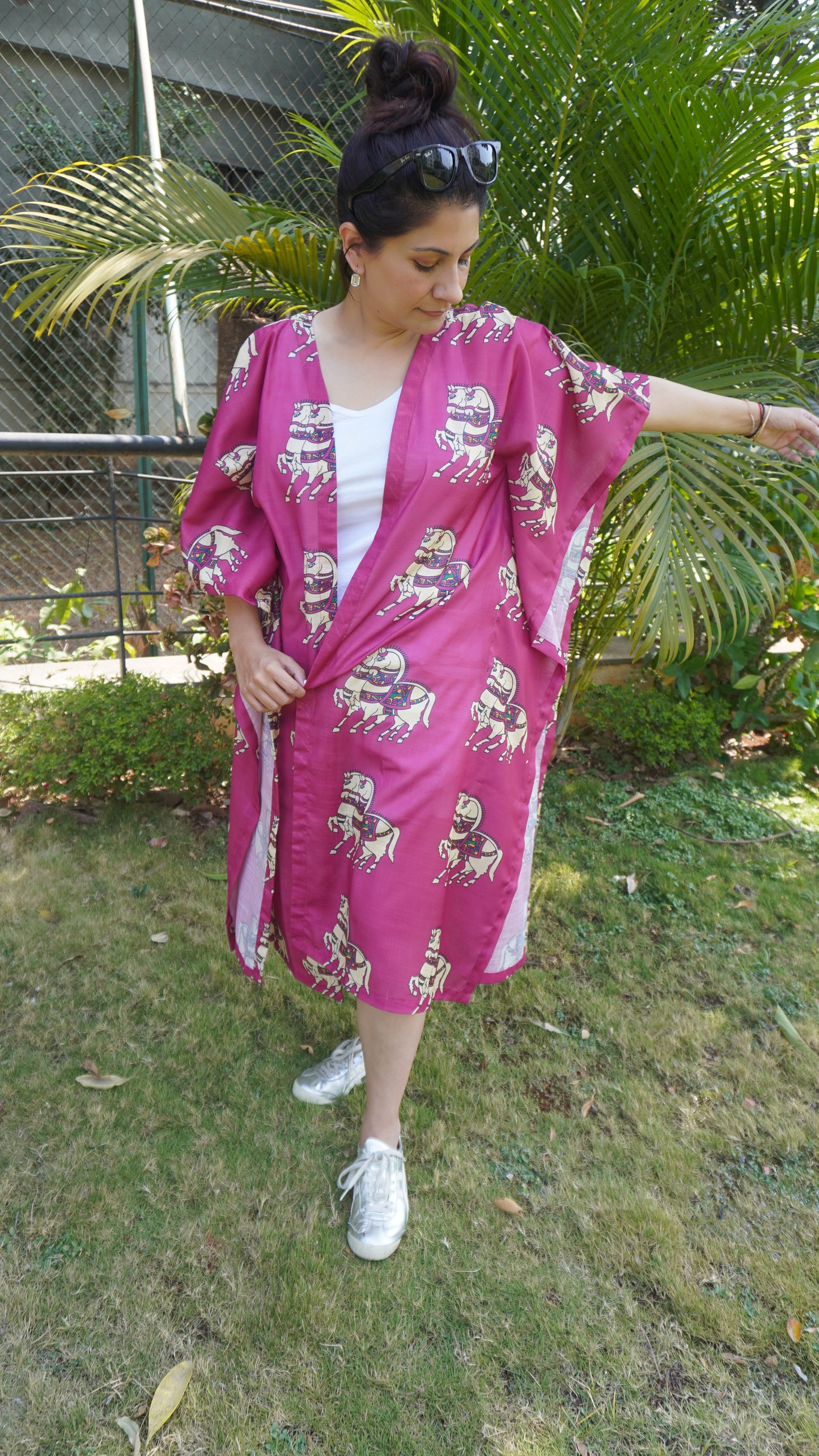 Fuchsia Horse Print Shrug