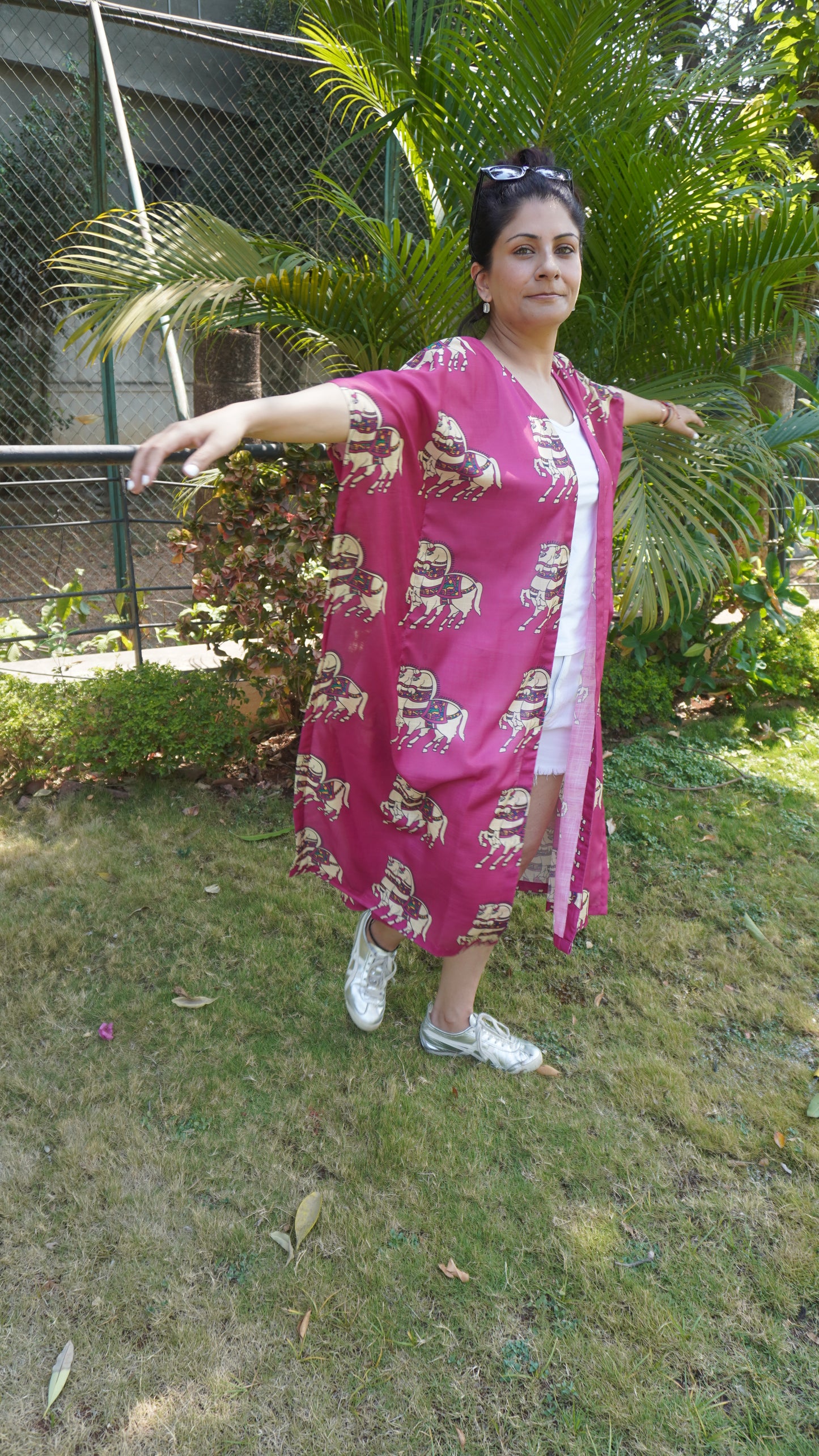 Fuchsia Horse Print Shrug