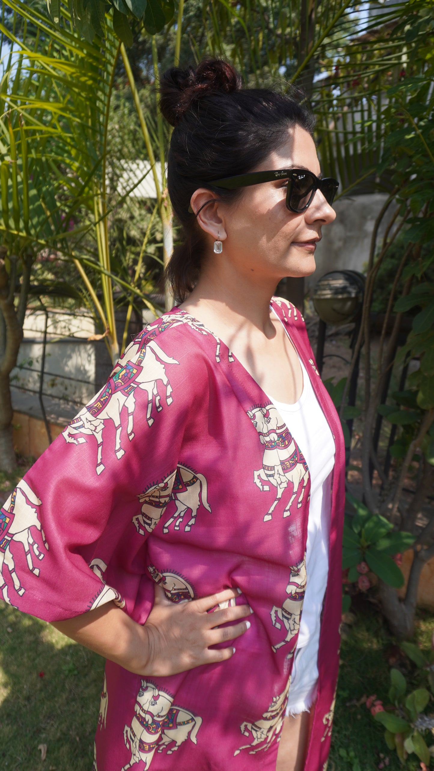 Fuchsia Horse Print Shrug