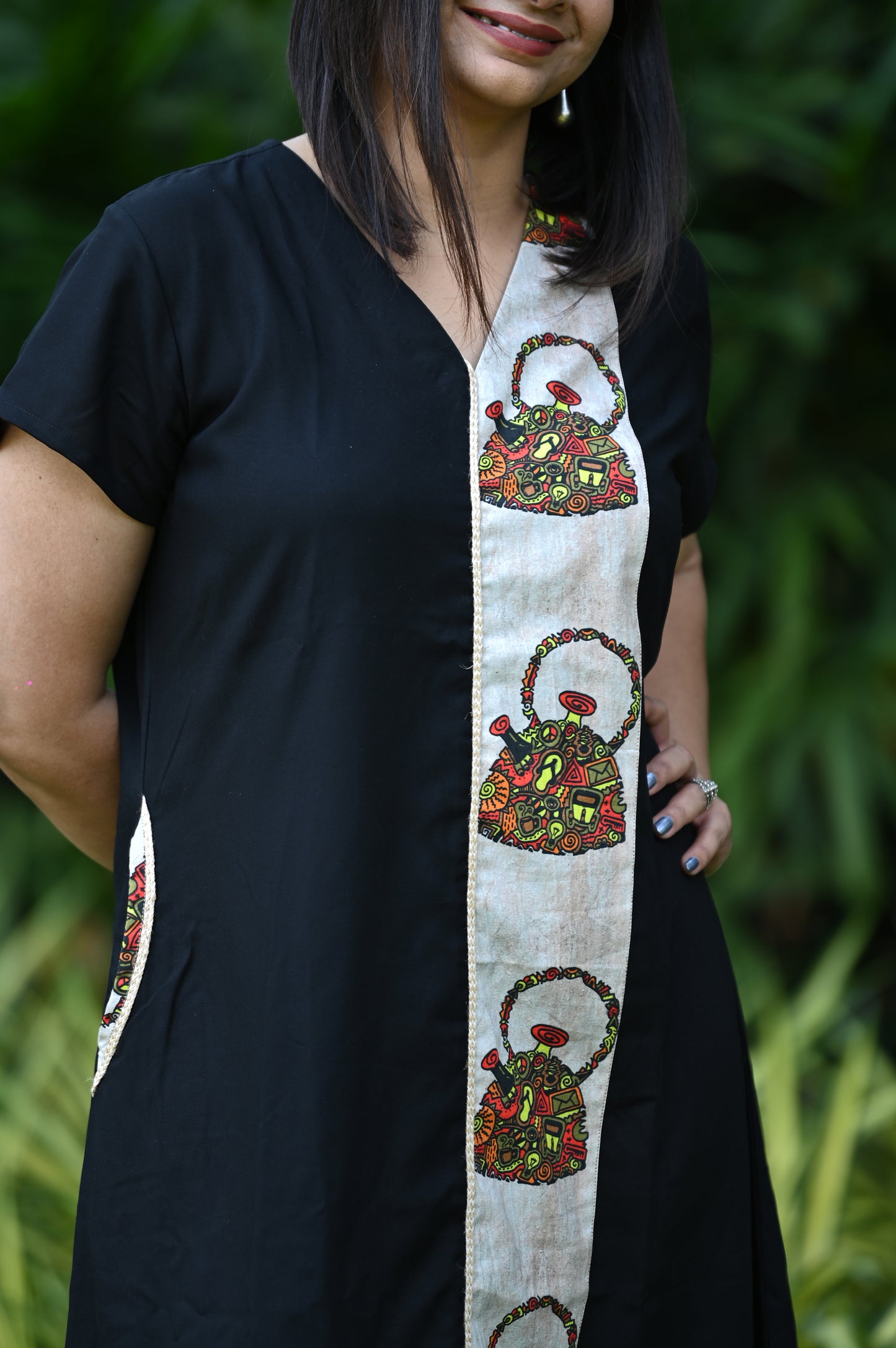 Chai Kettle Motif Printed Dress