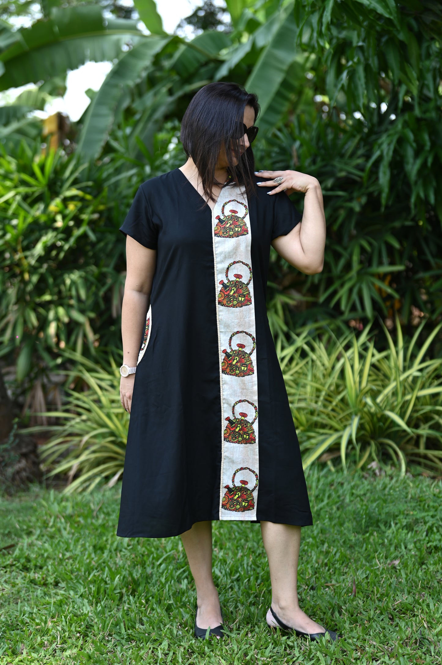 Chai Kettle Motif Printed Dress