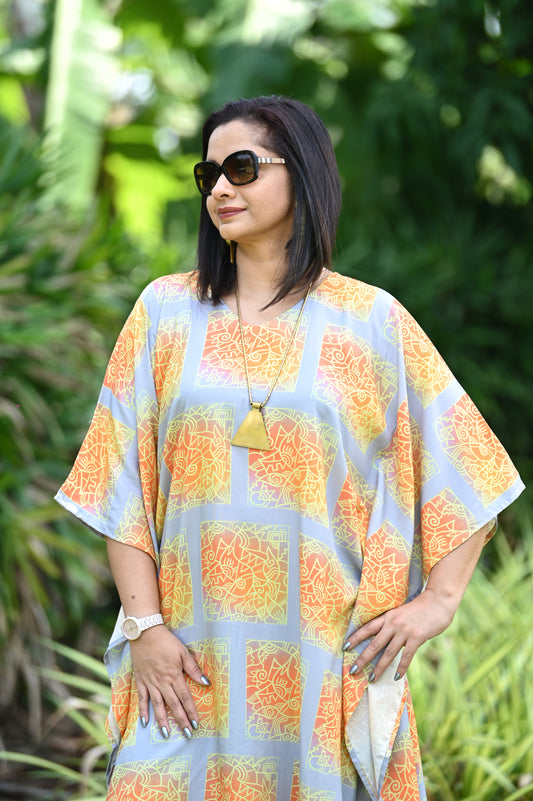 Grey Orange Zenscrawl Kaftan